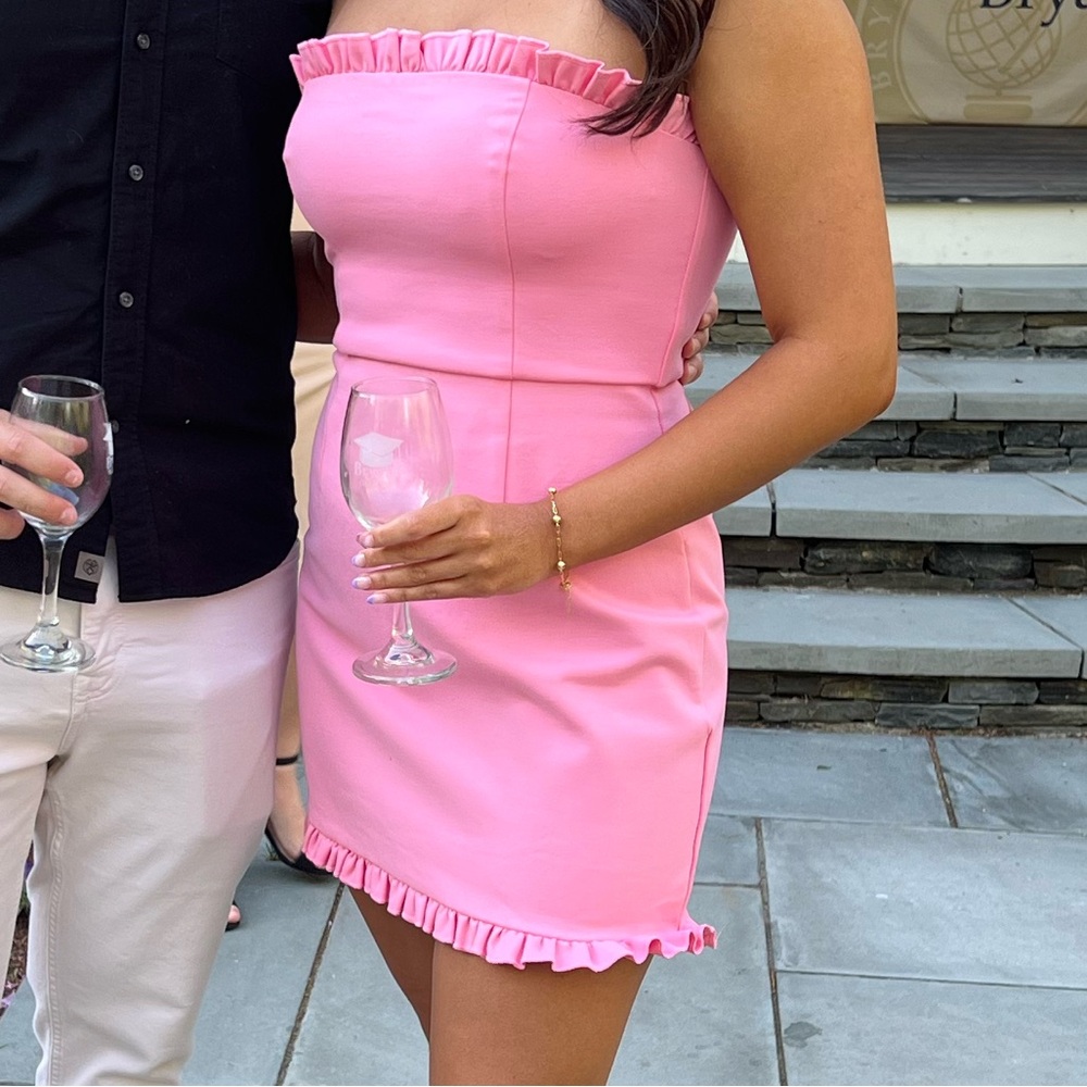 Elegant Pink Strapless Dress